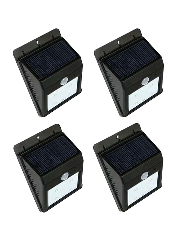 Solar Motion Sensor Wall Lights, 4 Pieces, Black