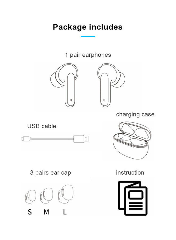W1S Bluetooth In-Ear Earbuds with Charging Case, White