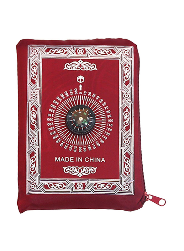 Sharpdo Portable Zipper Style Muslim Prayer Mat, 60 x 100cm, Red/White