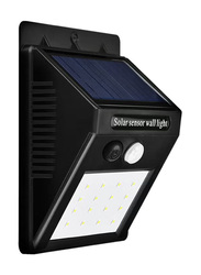 16-LED Waterproof Solar Motion Sensor Wall Light, Black