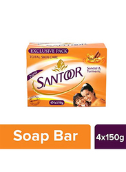 Santoor Sandal And Turmeric Soap, 4 Pieces