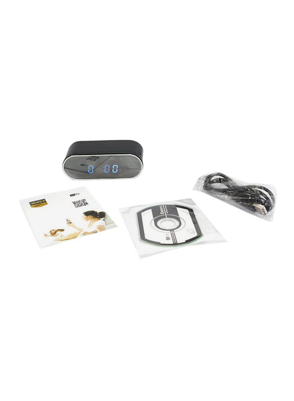 Wireless Wi-fi Motion Detector 1080P Alarm Clock Surveillance Camera, Black