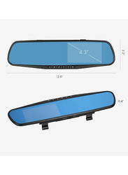 Car DVR Rear View Mirror Dash Camera Recorder, Black