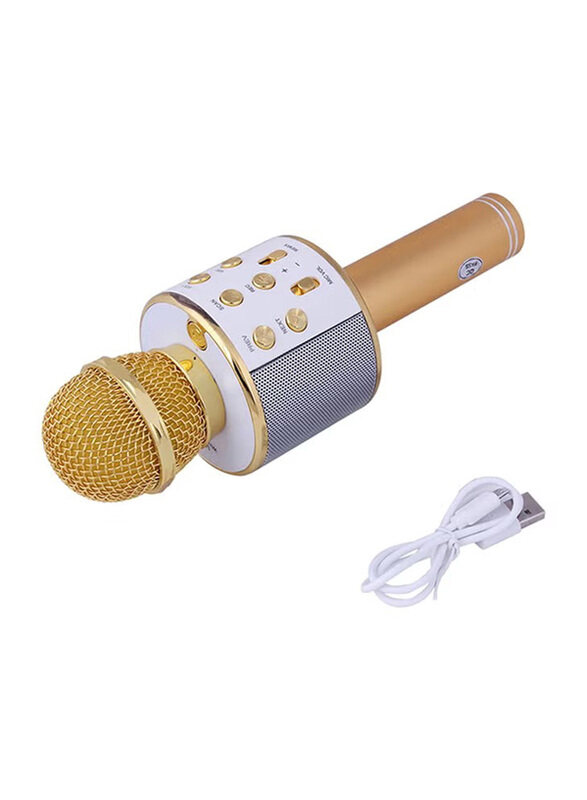 

Generic KTV WS-858 Wireless Bluetooth Karaoke Microphone, XD77503, Gold/White