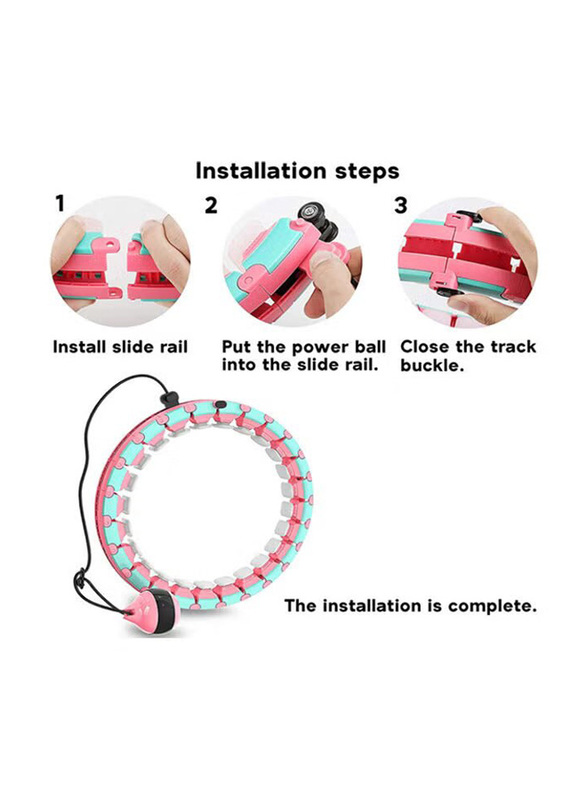 Arabest 24-Section Adjustable Smart Hula Hoop with Soft Gravity Ball, Pink/Green