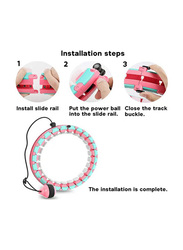 Arabest 24-Section Adjustable Smart Hula Hoop with Soft Gravity Ball, Pink/Green
