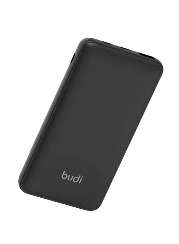 Budi 10000mAh Wired Quick Charge Power Bank, Black