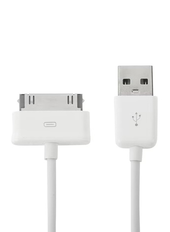 3-Meter USB Cable, 30 Pin Male to USB for Smartphone, White
