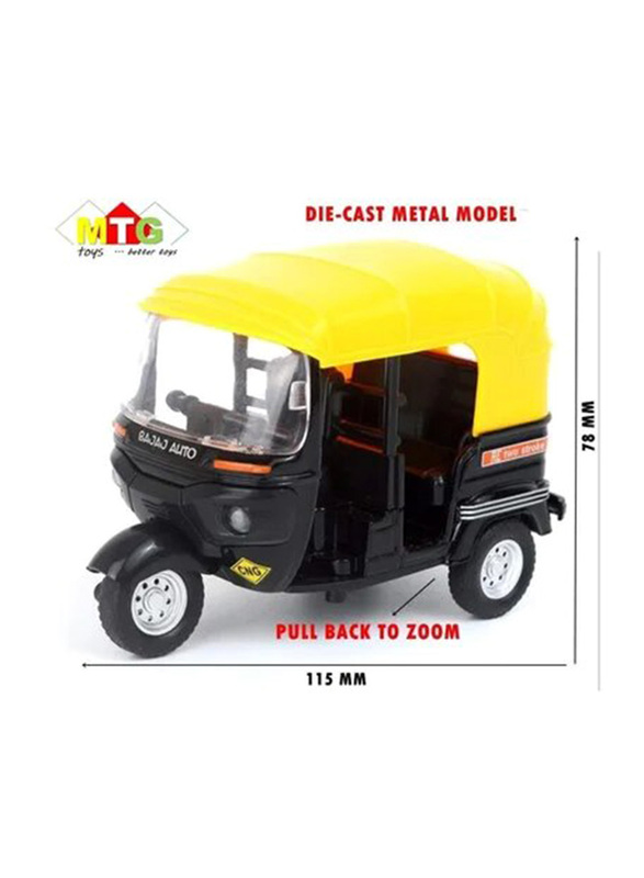 MTG Die Cast Model CNG Bajaj Auto Rickshaw, Ages 3+