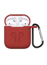 Protective Case Cover With Carabiner for Apple AirPods, Red