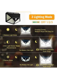 100 LED Solar Motion Sensor Power Light, 4 Pieces, 130 x 95mm, Black