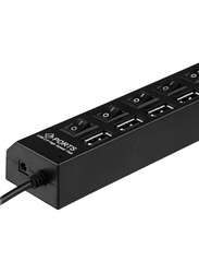 Oem 7-Port USB Hub With Switch, Black