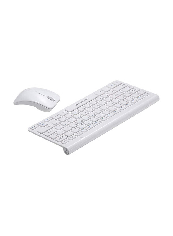 Wireless English Mini Keyboard With Mouse Combo, White