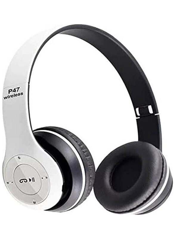 P47 Wireless Bluetooth Over-Ear Headset, White