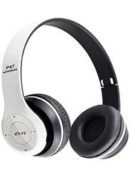 P47 Wireless Bluetooth Over-Ear Headset, White