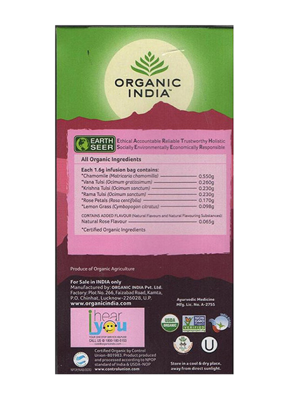 Organic India Tulsi Sweet Rose Tea, 25 Tea Bags