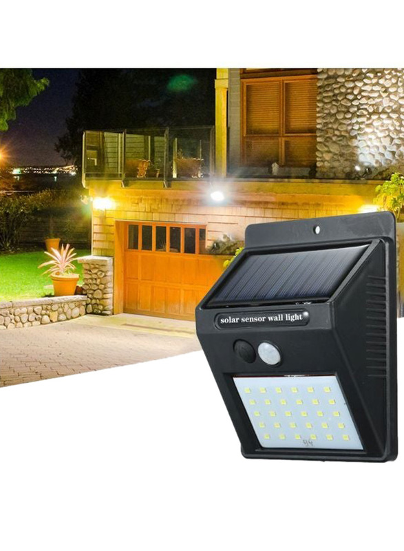 LED Solar Powered Wall Light Motion Sensor, Black