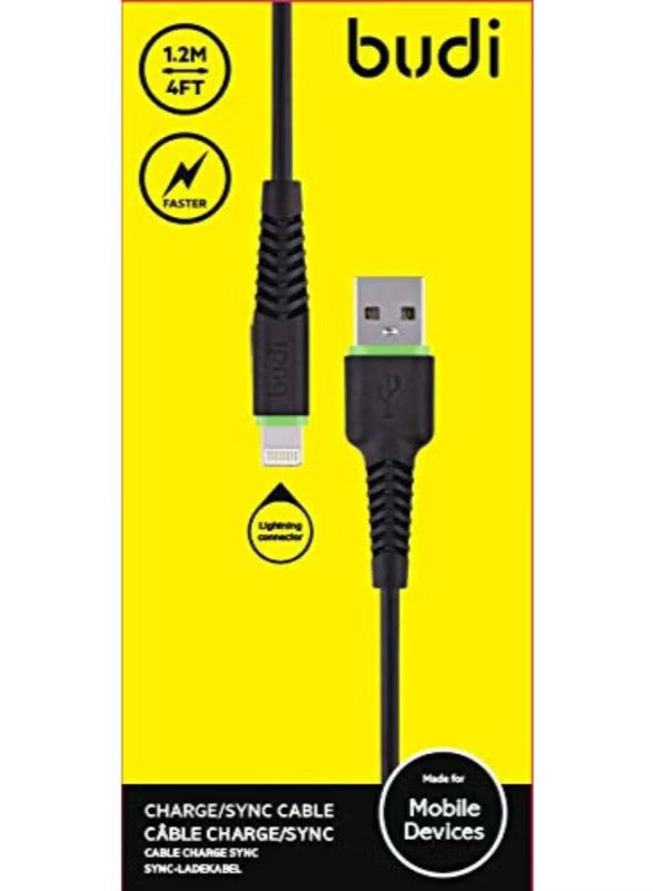 Budi 1.2-Meters USB Type-C Charging Cable, USB Type-C to USB Type A for Smartphones/Tablets, Black