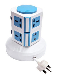 4-Way Universal Extension Socket with 2 USB Ports & 2 Layers, Multicolour