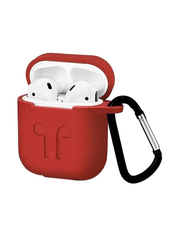 Protective Case Cover With Carabiner For Apple AirPods, Red