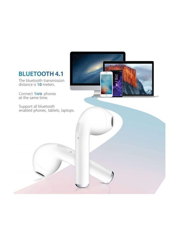Wireless/Bluetooth In-Ear Earphones with Mic, White