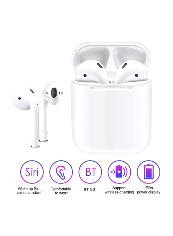 TWS Bluetooth Wireless In-Ear Earbuds With Charging Case, White