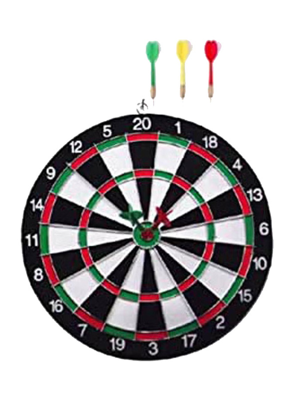 Tournament Steel Wire Dart Board Double Sided Hanging Dart Game Four Darts Set, Multicolour