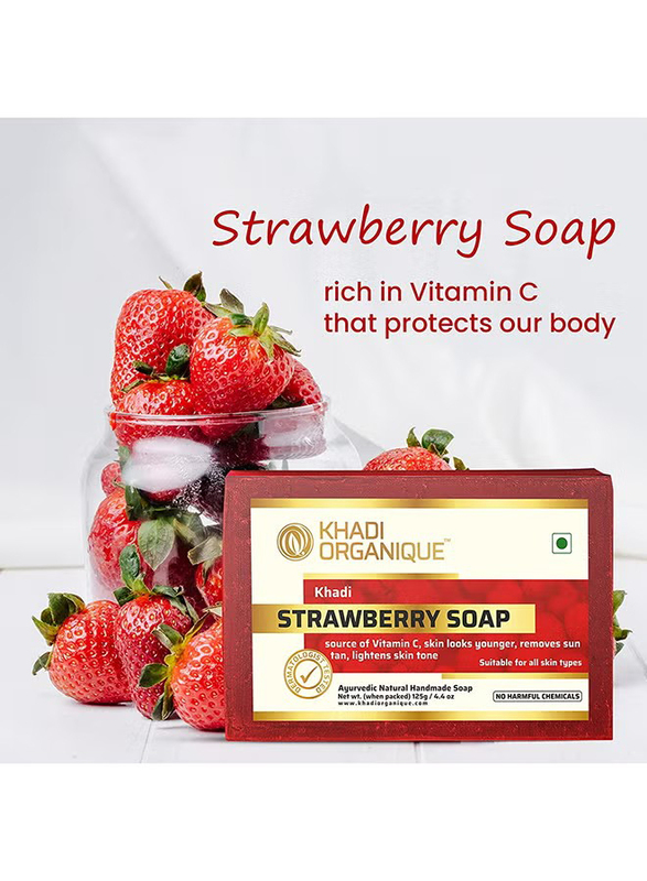 Khadi Organique Handmade Strawberry Soap, 125g