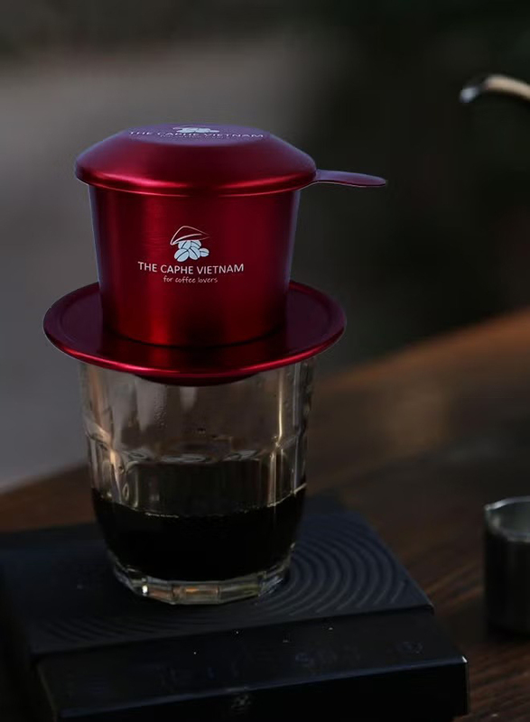 The Caphe Vietnam Coffee Phin Filter Made with Aluminium, Red