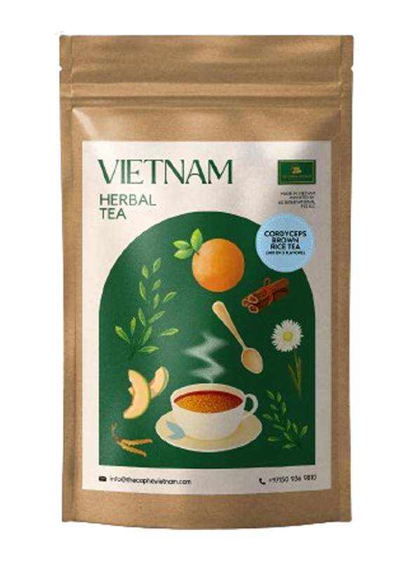 The Caphe Vietnam Cordyceps 3 Flavors Herbal Brown Rice Tea, 20 Sachets