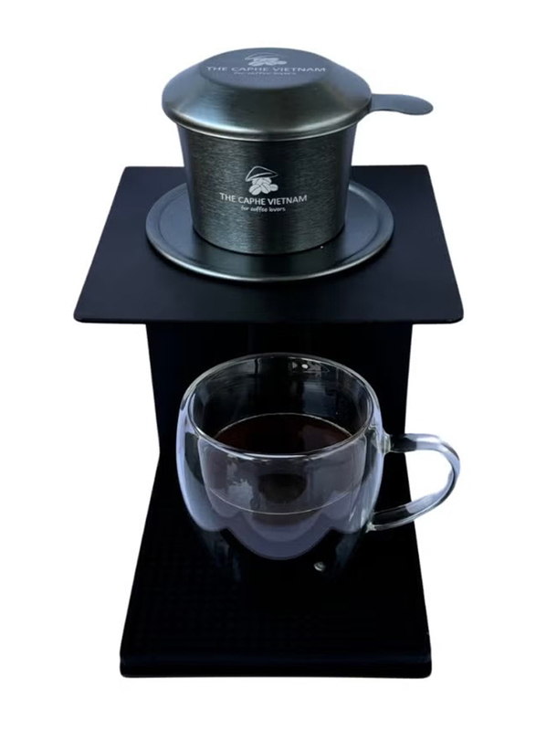 The Caphe Vietnam Coffee Phin Filter Made with Aluminium, Dark Grey