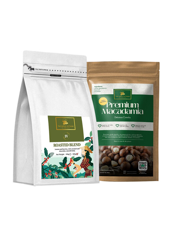 

The Caphe Vietnam Roasted Blend Arabica & Robusta Coffee 500g and Macadamia VIP Size Double Tank 500g, 2 Pieces