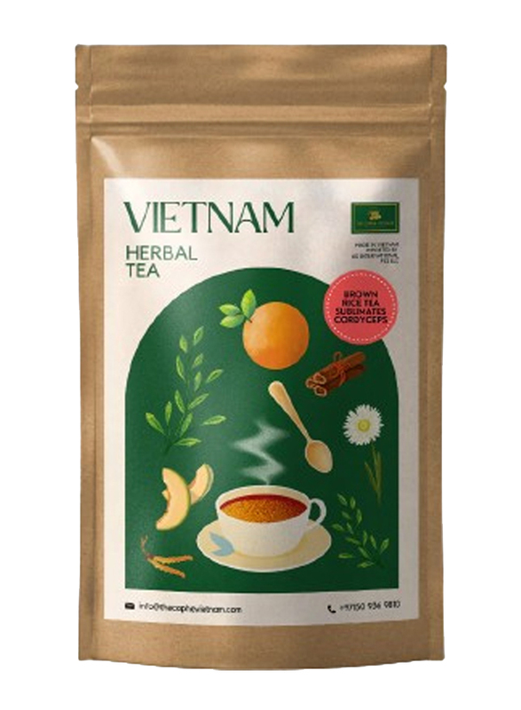 The Caphe Vietnam Sublimates Cordyceps Brown Rice Herbal Tea, 20 Sachets