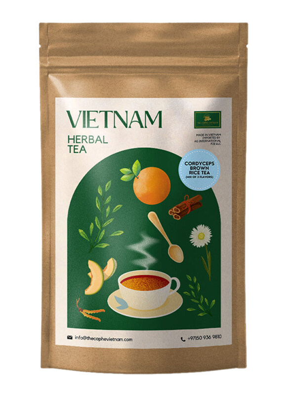 

The Caphe Vietnam Cordyceps Mix of 3 Flavours Brown Rice Herbal Tea, 16 Sachets