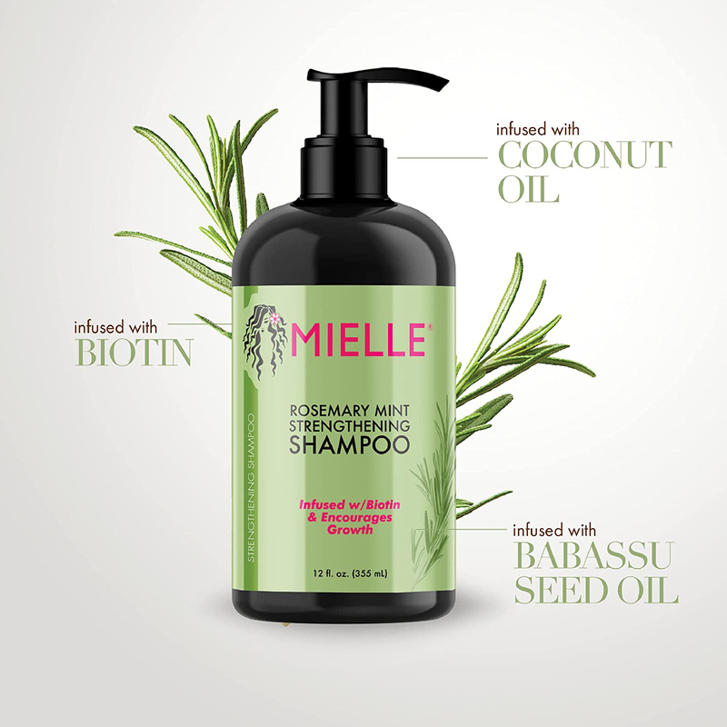 Mielle Organics Rosemary Mint Strengthening Shampoo Infused with Biotin Cleanses and Helps Strengthen, 12oz