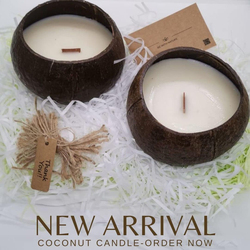 Coconut Shell Scented Soy Wax Candle, 2 Piece, Brown