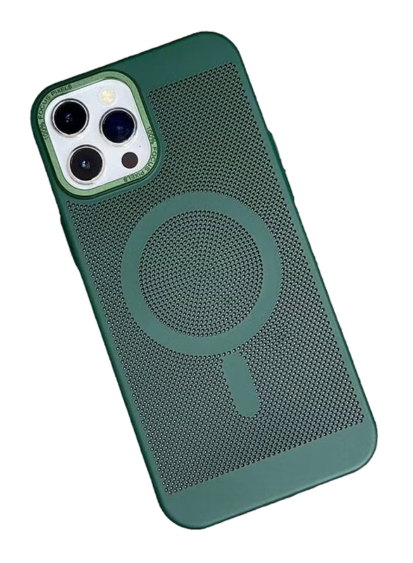 

NA Mog Apple iPhone 13 Pro Max Heat Dissipation Steel Mesh Magnetic Attraction Mobile Phone Case Cover with Shockproof Wireless Charging, Green