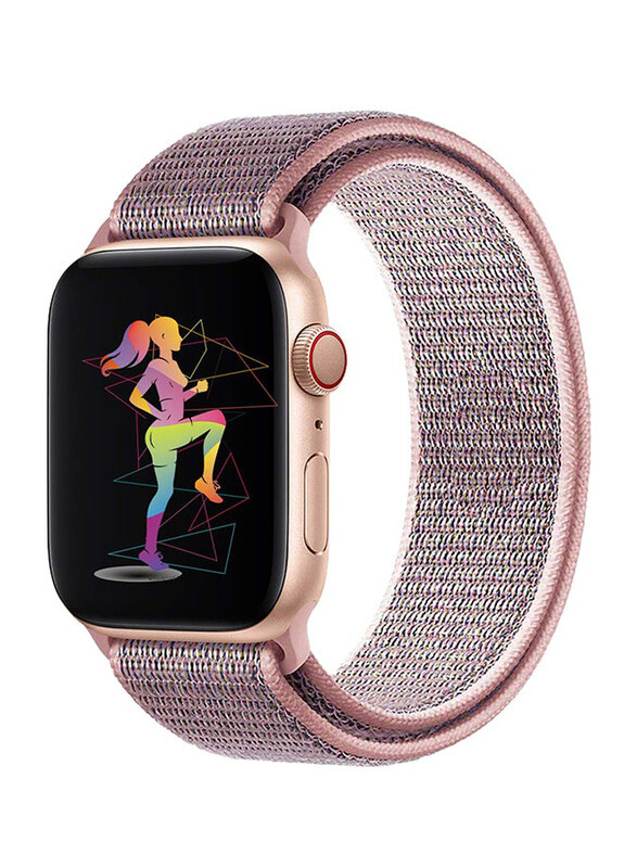 

Replacement Nylon Sport Loop Band for Apple Watch Series, Pink Sand