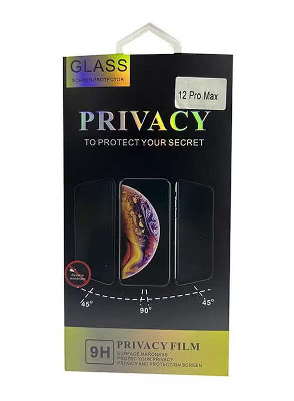 

NA Ineix Apple iPhone 12 Pro Max Privacy Full Tempered Glass Screen Protector, Black