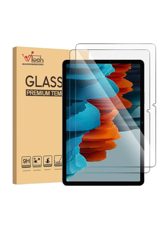 

Wtech Samsung Galaxy Tab S7 Plus Tempered Glass Screen Protector, 2 Pieces, Clear