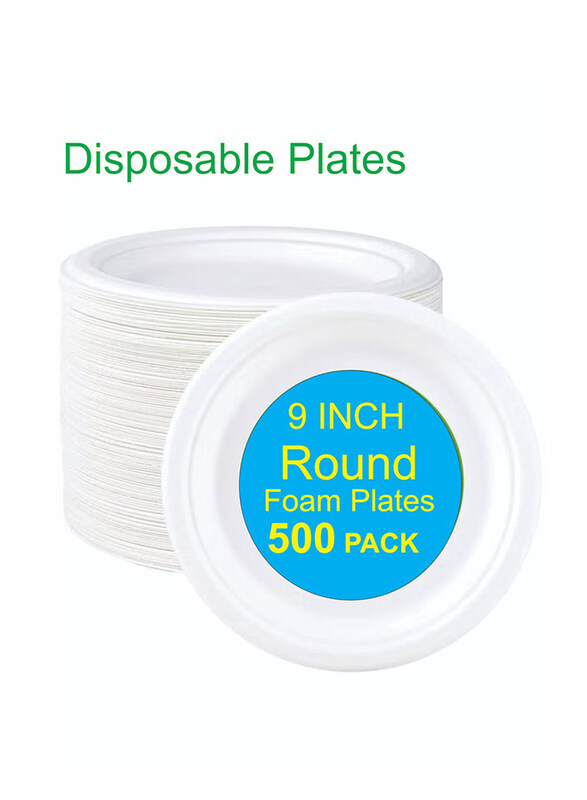 

Digersi 500-Piece 9-inch Disposable Foam Plates, White