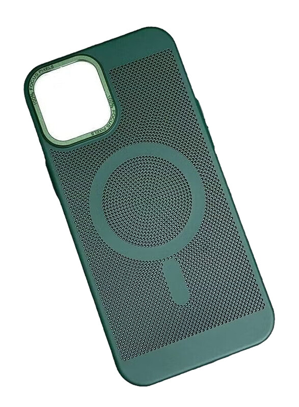 

NA Mog Apple iPhone 12 Heat Dissipation Steel Mesh Magnetic Attraction Mobile Phone Case Cover, Green