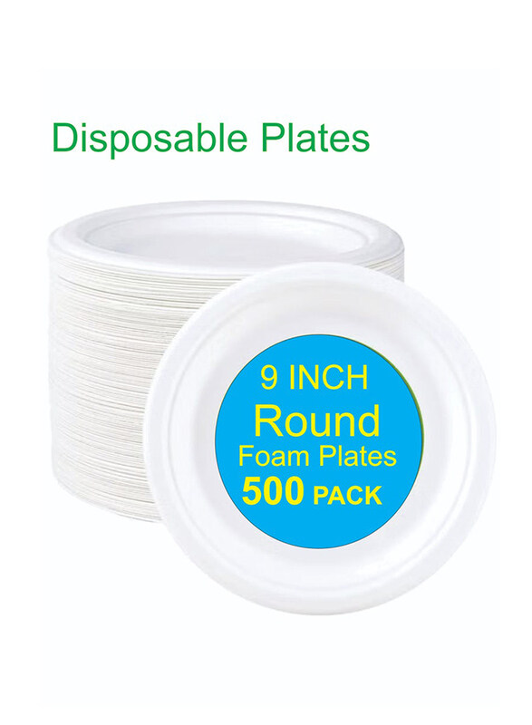 

Mog 500-Piece 9-inch Disposable Foam Plates, White