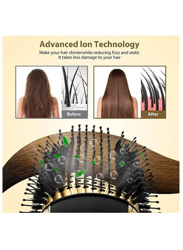 Arabest One-Step Hair Dryer Brush for Styling & Frizz Control Negative Ionic Hot Air Brush, Black/Gold