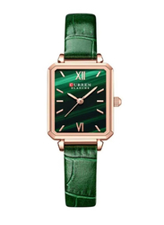 Curren Analog Watch for Women with Leather Band, Water Resistant, 9082, Green