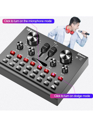 BM800 Microphone Set with Multi-functional Live Sound Card Audio Recording Equipment, I7765-6-T, Black