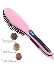 Fast Hair Straightener Electric Comb Brush with LCD Display, Pink