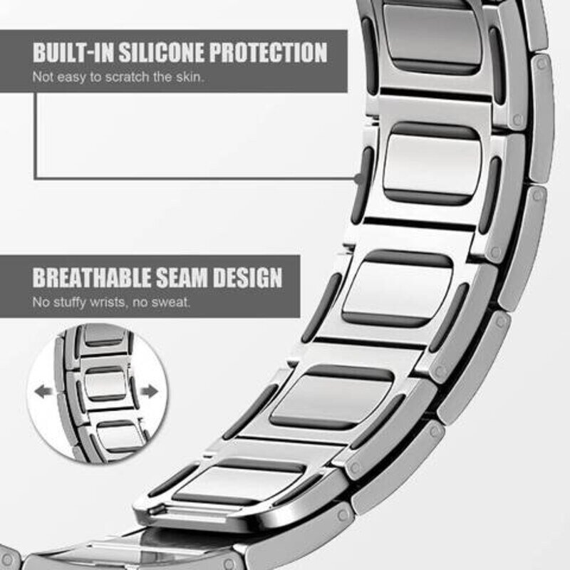Replacement Stainless Steel Magnetic Strap for Apple Watch Series 8/7/6/5/4/SE 45mm 44mm 42mm & Ultra Watch 49mm, Silver