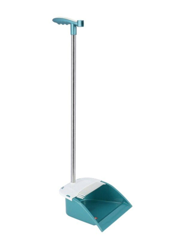 Delcasa Plastic & Iron Stand Up Dust Pan with Broom Magic Combo Set for Home, Kitchen, Lobby & Floor Cleaning, Dc2007, Blue/White