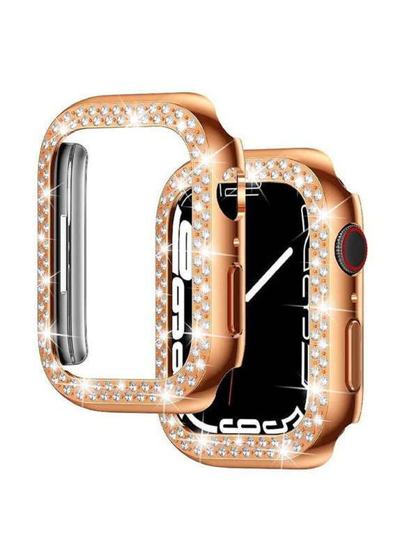 Bling Crystal Diamond Watch Case with Protective Bumper Frame for Apple iWatch 41mm, Rose Gold